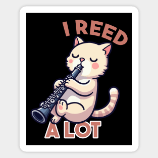 I Reed A Lot Funny Clarinet Cat Sticker